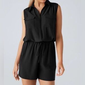 HALARA Black Cinched Waist Romper